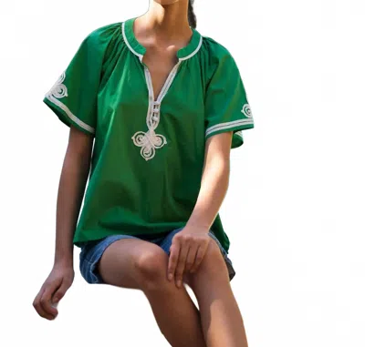 Rose & Rose Foxglove Short Sleeved Top In Green