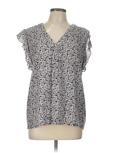 Pre-owned Rose & Thyme Short Sleeve Blouse In Gray