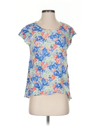 Pre-owned Rose & Thyme Short Sleeve Top Blue Scoop Neck Tops