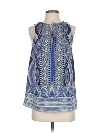 Pre-owned Rose & Thyme Tank Top Blue Halter Neckline Tops