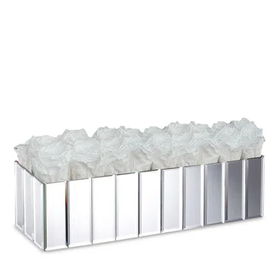 Rose Box Nyc 18 Rose Modern Mirrored Centerpiece In Pure White