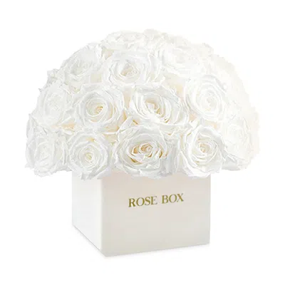 Rose Box Nyc Custom Ceramic Square Classic Half Ball With Pure White Roses