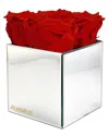 Rose Box Nyc Custom Mini Mirror Centerpiece With 4 Red Flame Roses