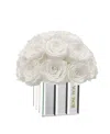 Rose Box Nyc Half Ball Of Pure White Long Lasting Preserved Real Roses In Mini Modern Vase, 25-27 Roses In No Color