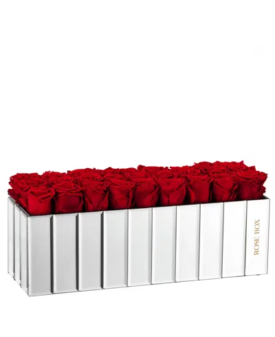 Rose Box Nyc Half Ball Of Red Flame Long Lasting Preserved Real Roses In Large Modern Mirrored Centerpiece Vase, In No Color