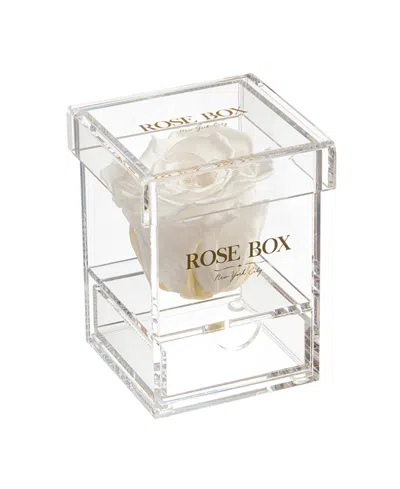 Rose Box Nyc Jewelry Box Of Pure White Long Lasting Preserved Real Rose, 1 Rose In No Color
