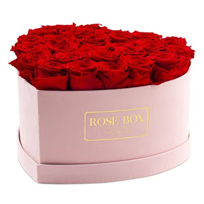 Rose Box Nyc Large Pink Heart Box In Red Flame