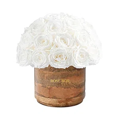 Rose Box Nyc Rustic Premium 50 Rose Half Ball Arrangement In Pure White