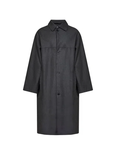 Rose Burrito Button-fastening Storm-flap Single-breasted Coat In Black