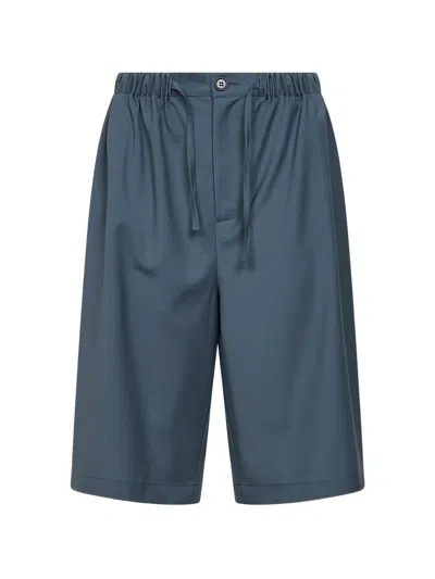 Rose Burrito Drawstring Shorts In Blue