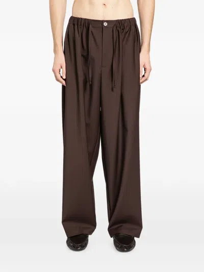 Rose Burrito Drawstring Virgin-wool Pajama Trousers In Brown