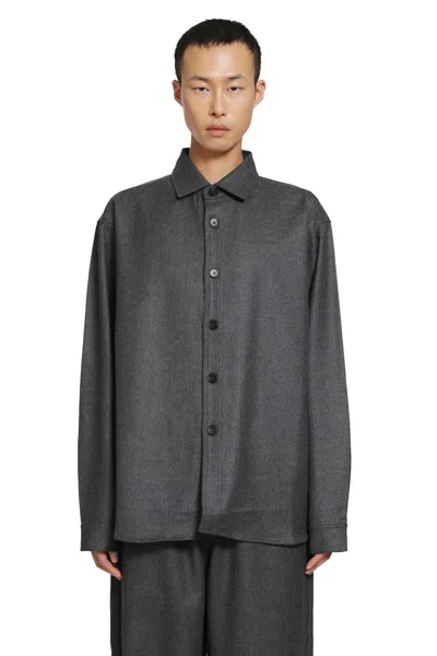 Rose Burrito Wool Flannel Overshirt In Gray