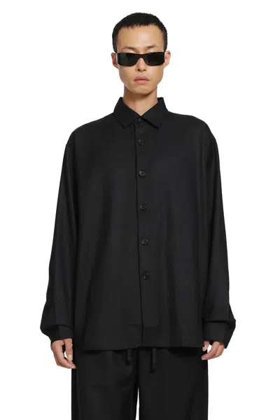 Rose Burrito Wool Overshirt In Black