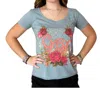 Rose Canyon Ranch Gypsy Rose Rhinestone Tee In Blue In Blue