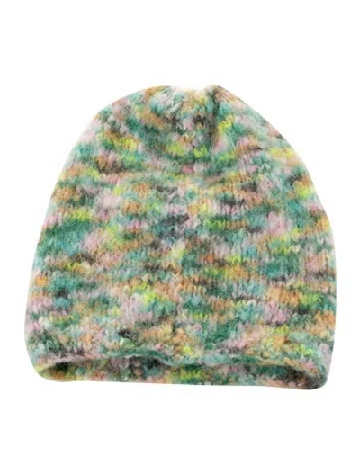Pre-owned Rose Carmine Alpaca Knit Beanie In Green