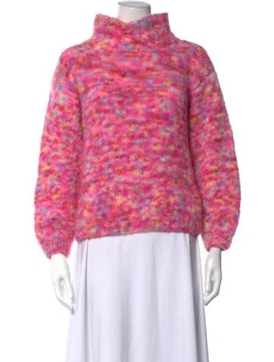 Pre-owned Rose Carmine Alpaca Patterned Sweater In Pink
