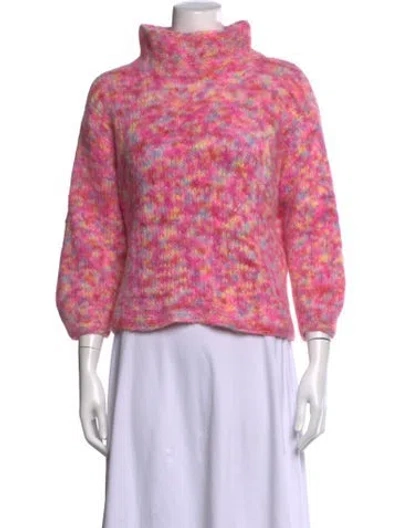 Pre-owned Rose Carmine Alpaca Patterned Sweater In Pink