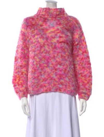 Pre-owned Rose Carmine Alpaca Patterned Sweater In Pink