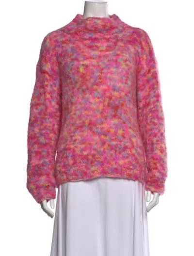 Pre-owned Rose Carmine Alpaca Patterned Sweater In Pink