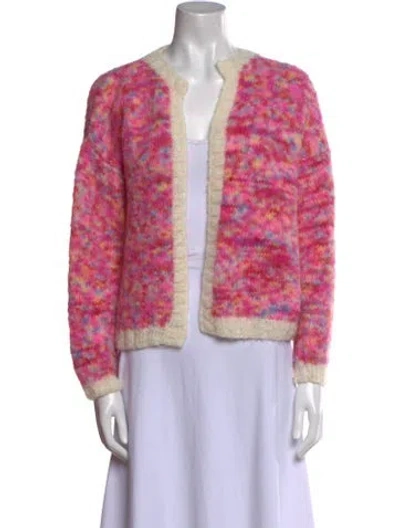 Pre-owned Rose Carmine Alpaca Printed Sweater In Pink