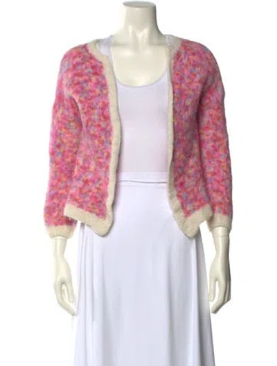 Pre-owned Rose Carmine Alpaca Printed Sweater In Pink