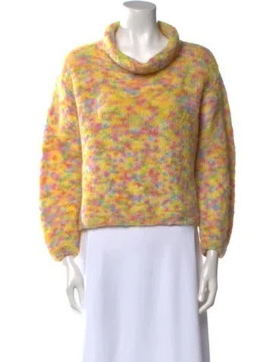 Pre-owned Rose Carmine Alpaca Printed Sweater In Yellow