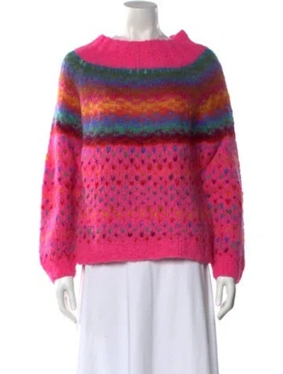 Pre-owned Rose Carmine Alpaca Striped Sweater