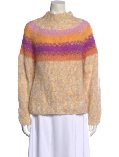 Pre-owned Rose Carmine Alpaca Striped Sweater In Neutral