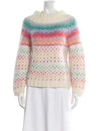 Pre-owned Rose Carmine Alpaca Striped Sweater In Neutral