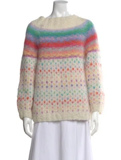 Pre-owned Rose Carmine Alpaca Striped Sweater In Neutral