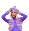 Rose Carmine Baby Mohair Striped Hat In Pastel In Brown