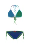 Rose Carmine Multicolor Crochet Bikini In Multi