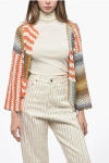 Rose Carmine Crochet Cardigan With Lurex Detailing