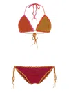 Rose Carmine Multicolor Crochet Bikini In Multi