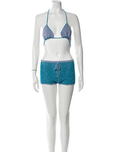 Pre-owned Rose Carmine Glitter Accents Short Set W/ Tags In Multi