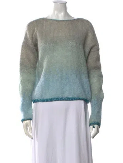 Pre-owned Rose Carmine Kid Mohair Bateau Neckline Sweater In Blue