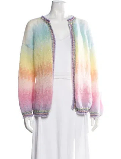 Pre-owned Rose Carmine Kid Mohair Colorblock Pattern Sweater In Neutrals