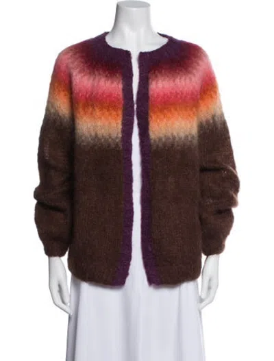 Pre-owned Rose Carmine Kid Mohair Colorblock Pattern Sweater In Orange