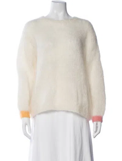 Pre-owned Rose Carmine Kid Mohair Crew Neck Sweater In Neutrals