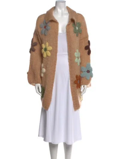 Pre-owned Rose Carmine Kid Mohair Floral Print Sweater In Neutrals