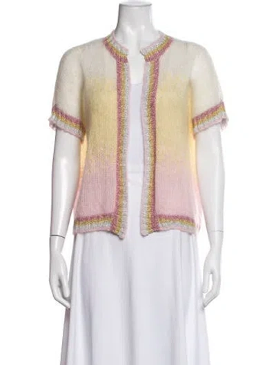 Pre-owned Rose Carmine Kid Mohair Open Front Sweater In White