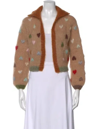 Pre-owned Rose Carmine Kid Mohair Patterned Sweater In Brown