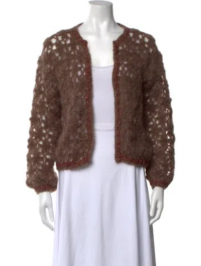 Pre-owned Rose Carmine Kid Mohair Patterned Sweater In Brown