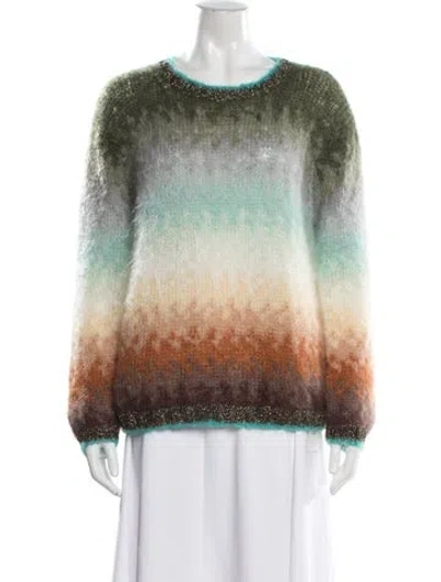 Pre-owned Rose Carmine Kid Mohair Patterned Sweater In Green
