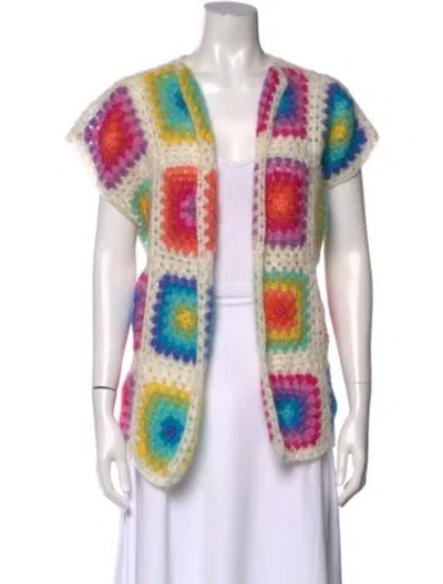 Pre-owned Rose Carmine Kid Mohair Patterned Sweater In Neutral