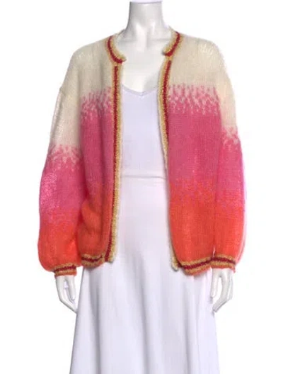 Pre-owned Rose Carmine Kid Mohair Patterned Sweater In Neutral