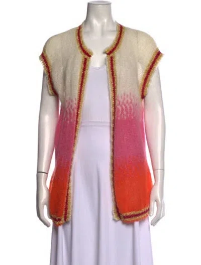 Pre-owned Rose Carmine Kid Mohair Patterned Sweater In Neutrals/orange