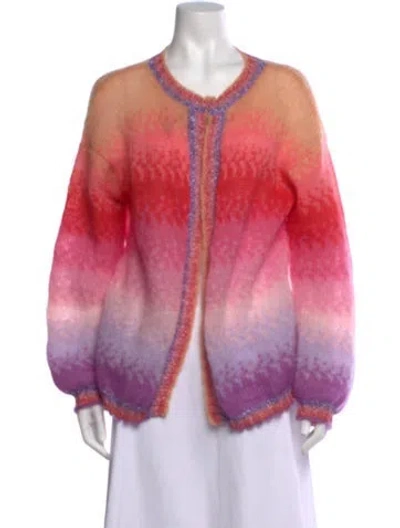 Pre-owned Rose Carmine Kid Mohair Patterned Sweater In Pink