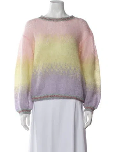 Pre-owned Rose Carmine Kid Mohair Patterned Sweater In Pink