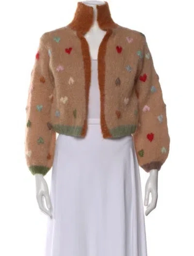 Pre-owned Rose Carmine Kid Mohair Printed Sweater In Brown
